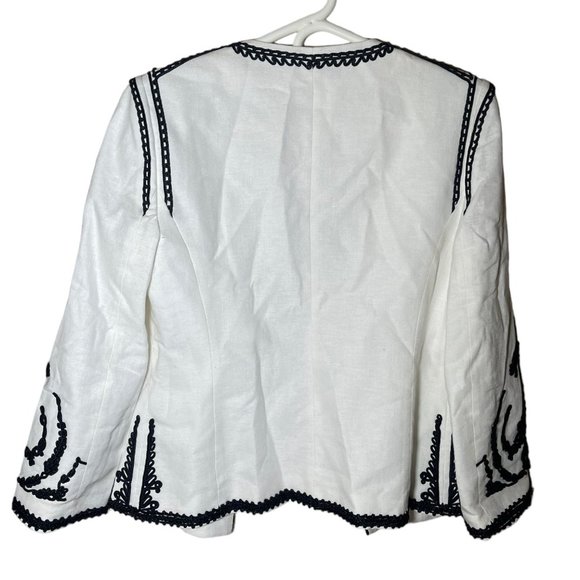 Kobi Halperin White Linen Collared Blazer Small - Picture 6 of 9